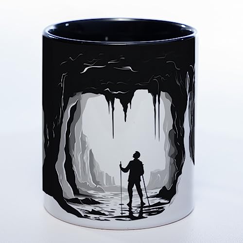 Stickyworld exclusive Kaffeetasse mit Höhlenmotiv 330 ml Keramik Tasse (Mann) von Stickyworld