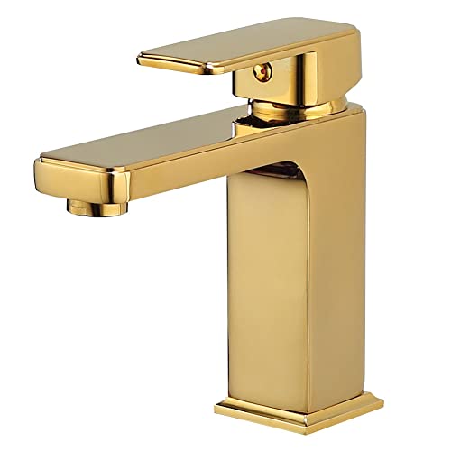 Wasserhahn Bad Waschtischarmatur Waschbecken Armatur Gold Moderner Stil Messing Einhebelmischer Mischbatterie Mit Kaltes Und Heißes Wasser Vorhanden von Sticque