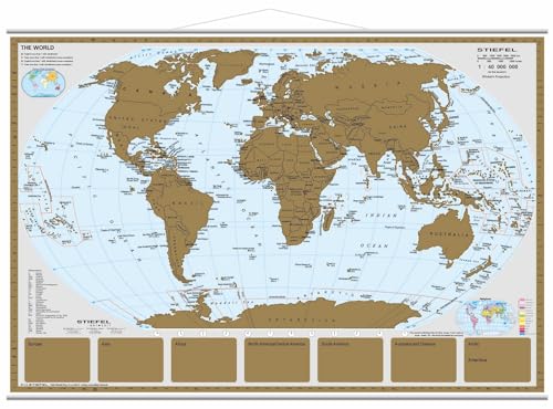 Scratchmap Rubbelkarte The World. Wandkarte mit Metallbeleistung laminiert beschreib und abwischbar extrem reißfest Wandkarte mit Metallleisten NEUE AUFLAGE von Stiefel