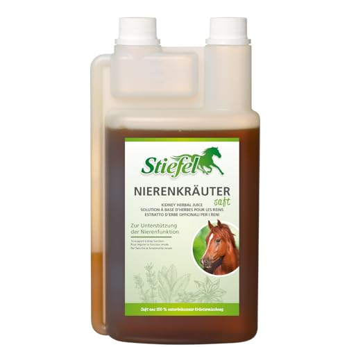 Stiefel Nierenkräutersaft für Pferde, aus Einer 100% naturbelassenen Kräutermischung, zur Unterstützung der Nierenfunktion, unterstützt den Stoffwechsel, flüssig mit Dosierflasche, 1l von Stiefel