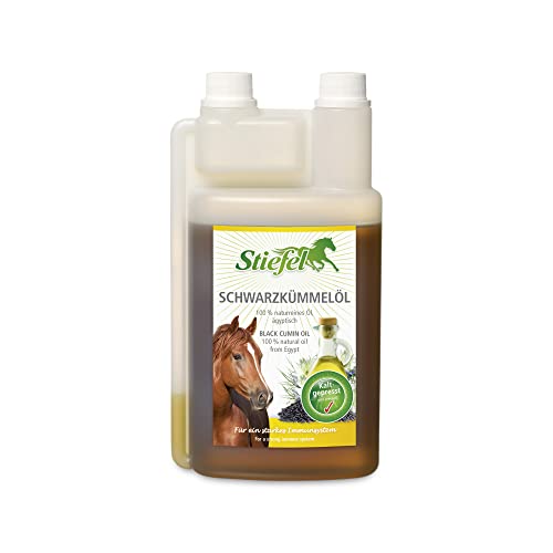 Stiefel Schwarzkümmelöl für Pferde, 100% naturreines Öl, kaltgepresst, optimale Unterstützung für Haut, Fell, Atemwege, Immunsystem & Verdauung, 1l von Stiefel