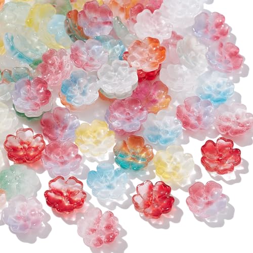 Stiesy 100 Stück Blumen-Glasperlenkappen, bunte Blumen, handgefertigte Lampwork-Perlenkappen, Abstandshalter für DIY-Schmuckherstellung, Basteln, Armbänder von Stiesy
