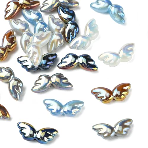 Stiesy 20 Stück galvanisierte Engelsflügel-Acrylperlen, Glitzer-Imitationsperle, lose Bastelperlen, Großpackung für Handyband, DIY-Schmuckherstellung, Zubehör von Stiesy