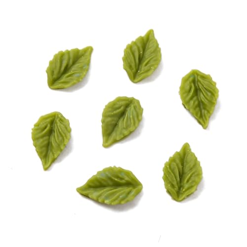 Stiesy 500 Stück Harz-Grünblätter, Schleim-Charms, Baumblätter, flache Rückseite, Perlen, Cabochons für Scrapbooking, Haarspange, Handyhülle, Frühlings-Thema, Basteln, 500 Stück von Stiesy