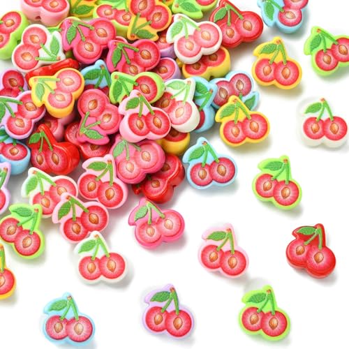Stiesy Acryl-Kirschperlen mit 2 mm Loch, gemischte Farben, Obstperlen, Großpackung für DIY-Schmuckherstellung, Armbänder, Halsketten, Bastelprojekte, 50 Stück Stiesy Acryl-Kirschperlen mit 2 mm Loch, gemischte Farben, Obstperlen, Großpackung für DIY-Schmuckherstellung, Armbänder, Halsketten, Bastelprojekte, 50 Stück von Stiesy