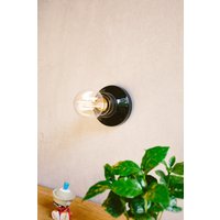 Lampenfassung 02 Aus Porzellan - Wandhalterung Für E27 Glühlampe/Schwarz von Stiik