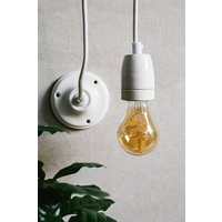 Porzellan Baldachin Mit Textilkabel Und Lampenfassung | Komplettes Set - Weiss von Stiik