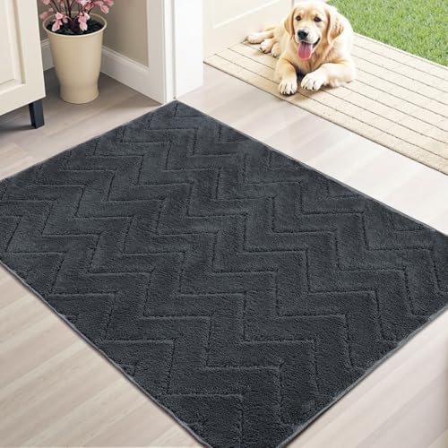 Stiio Schmutzfang-Fußmatte, 61 x 80 cm, Eingang, niedriger Flor, für alle Jahreszeiten, saugfähig, waschbar, rutschfester Teppich für den Eingangsbereich, Dunkelgrau Stiio Schmutzfang-Fußmatte, 61 x 80 cm, Eingang, niedriger Flor, für alle Jahreszeiten, saugfähig, waschbar, rutschfester Teppich für den Eingangsbereich, Dunkelgrau von Stiio