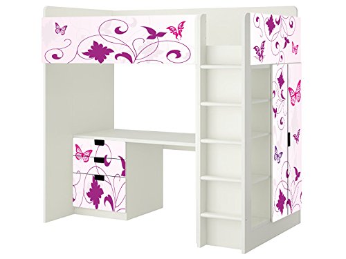 Butterfly Aufkleber - SH06 - passend für die Kinderzimmer Hochbett-Kombination STUVA von IKEA - Bestehend aus Hochbett, Kommode (3 Fächer), Kleiderschrank und Schreibtisch - Möbel Nicht Inklusive | STIKKIPIX von Stikkipix