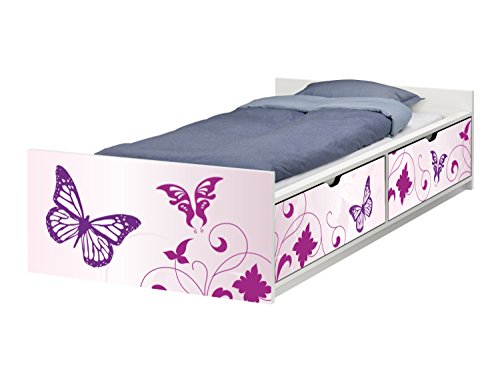 Butterfly Möbelfolie | passend zum IKEA Kinderbett FLAXA | passgenaue Schmetterling Klebe-Folie für Schubkästen und Stirnseite | FLX08 | Möbel Nicht Inklusive | STIKKIPIX von Stikkipix