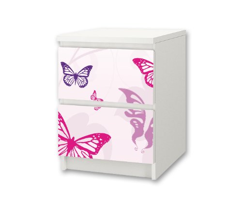 "Butterfly" Möbelsticker/Aufkleber für Kinderzimmer Kommode/Nachttisch MALM von IKEA - NS01 - Möbel Nicht Inklusive | STIKKIPIX von Stikkipix