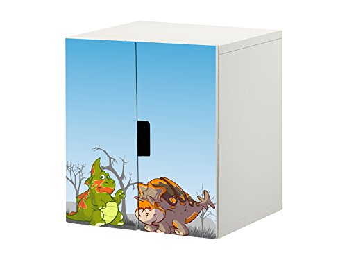 "Dinosaurier" Möbelfolie / Aufkleber - STK15 - passend für die Kinderzimmer Kommode / Schrank mit 2 Türen STUVA von IKEA - Bestehend aus 2 passgenauen Möbelfolien (Korpus 60 x 64 cm) Möbel Nicht Inklusive | STIKKIPIX von Stikkipix