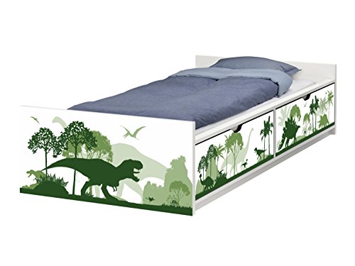 Dinosaurier Möbelfolie | passend zum IKEA Kinderbett FLAXA | passgenaue Dino Klebe-Folie für Schubkästen und Stirnseite | FLX05 | Möbel Nicht Inklusive | STIKKIPIX von Stikkipix