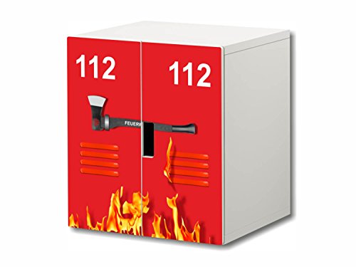 "Feuerwehr" Möbelfolie / Aufkleber - STK02 - passend für die Kinderzimmer Kommode / Schrank mit 2 Türen STUVA von IKEA - Bestehend aus 2 passgenauen Möbelfolien (Korpus 60 x 64 cm) Möbel Nicht Inklusive | STIKKIPIX von Stikkipix