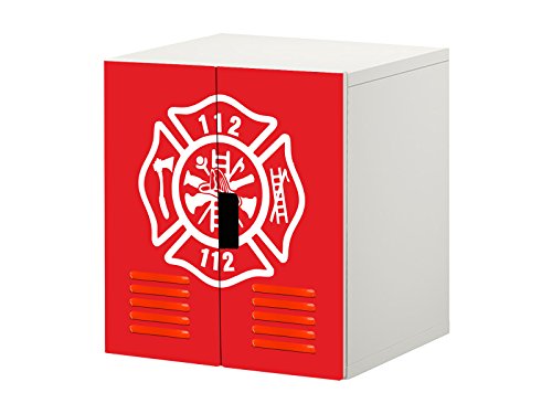 "Feuerwehr" Möbelfolie / Aufkleber - STK21 - passend für die Kinderzimmer Kommode / Schrank mit 2 Türen STUVA von IKEA - Bestehend aus 2 passgenauen Möbelfolien (Korpus 60 x 64 cm) Möbel Nicht Inklusive von Stikkipix