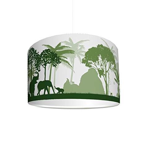Kinderzimmer Lampenschirm "Dschungel grün" KL43 | kinderleicht eine Dschungel-Lampe erstellen | als Steh- oder Hängeleuchte/Deckenlampe | perfekt für Jungen und Mädchen | STIKKIPIX von Stikkipix
