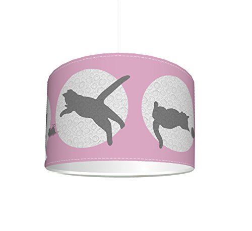 Kinderzimmer Lampenschirm "Katzen Babys rosa" KL55 | kinderleicht eine Katzen-Lampe erstellen | als Steh- oder Hängeleuchte/Deckenlampe | perfekt für Katzen-begeisterte Mädchen | STIKKIPIX von Stikkipix