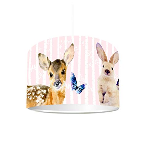 Kinderzimmer Lampenschirm "Loveley Forest" KL73 | kinderleicht eine Familie Hase Lampe erstellen | als Steh- oder Hängeleuchte/Deckenlampe | perfekt für Mädchen | STIKKIPIX von Stikkipix
