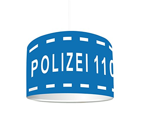 Kinderzimmer Lampenschirm "POLIZEI" KL62 | kinderleicht eine blaue Polizei Lampe erstellen | als Steh- oder Hängeleuchte/Deckenlampe | perfekt für Jungen und Mädchen | STIKKIPIX von Stikkipix