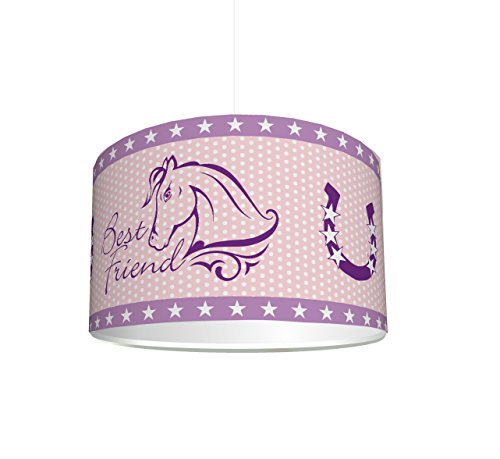 Kinderzimmer Lampenschirm "Pink Horse World" KL25 | kinderleicht eine rosa Pferde-Lampe erstellen | als Steh- oder Hängeleuchte/Deckenlampe | perfekt für Pferde-begeisterte Mädchen | STIKKIPIX von Stikkipix