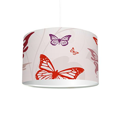 Kinderzimmer Lampenschirm "Red Butterfly" KL16 | kinderleicht eine Lampe erstellen | als Steh- oder Hängeleuchte/Deckenlampe | perfekt für Schmetterling-begeisterte Mädchen & Jungen | STIKKIPIX von Stikkipix