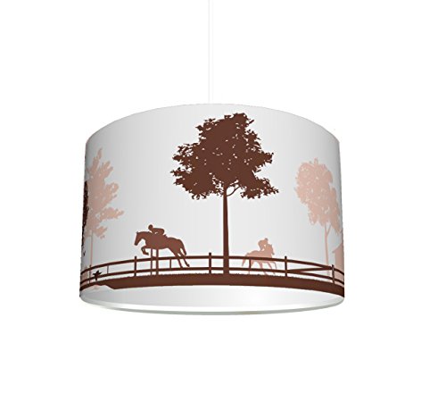 Kinderzimmer Lampenschirm "Reiterhof braun" KL34 | kinderleicht eine Reiterhof-Lampe erstellen | als Steh- oder Hängeleuchte/Deckenlampe | perfekt für Pferde-begeisterte Jungen & Mädchen | STIKKIPIX von Stikkipix