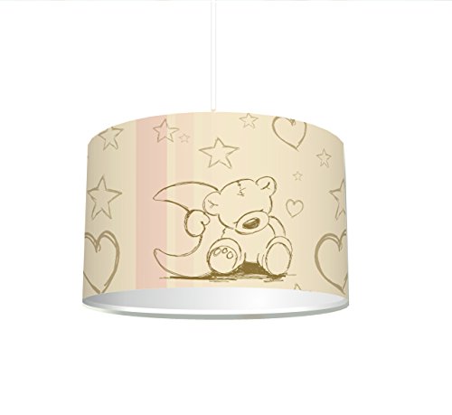 Kinderzimmer Lampenschirm "Teddy" KL02 | kinderleicht eine beige Teddybär-Lampe erstellen | als Steh- oder Hängeleuchte/Deckenlampe | perfekt für Teddy-begeisterte Mädchen & Jungen | STIKKIPIX von Stikkipix