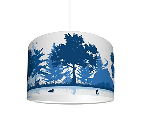 Kinderzimmer Lampenschirm "Waldtiere blau" KL45 | kinderleicht eine Tier-Lampe erstellen | als Steh- oder Hängeleuchte/Deckenlampe | perfekt für Jungen und Mädchen | STIKKIPIX von Stikkipix
