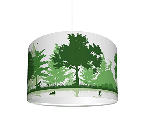 Kinderzimmer Lampenschirm "Waldtiere grün" KL48 | kinderleicht eine Tier-Lampe erstellen | als Steh- oder Hängeleuchte/Deckenlampe | perfekt für Jungen & Mädchen | STIKKIPIX von Stikkipix