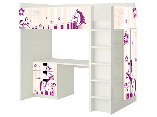 Pferdewelt Aufkleber - SH05 - passend für die Kinderzimmer Hochbett-Kombination STUVA von IKEA - Bestehend aus Hochbett, Kommode (3 Fächer), Kleiderschrank und Schreibtisch - Möbel Nicht Inklusive | STIKKIPIX von Stikkipix