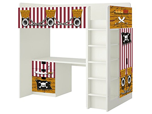 Piraten Aufkleber - SH02 - passend für die Kinderzimmer Hochbett-Kombination STUVA von IKEA - Bestehend aus Hochbett, Kommode (3 Fächer), Kleiderschrank und Schreibtisch - Möbel Nicht Inklusive | STIKKIPIX von Stikkipix