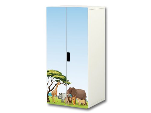 STIKKIPIX kompatibel für den Kinderzimmer Schrank STUVA von IKEA (Korpus: 60 x 128 cm) | "Tierwelt" Aufkleber-Set | SC24 | Möbel Nicht Inklusive von Stikkipix