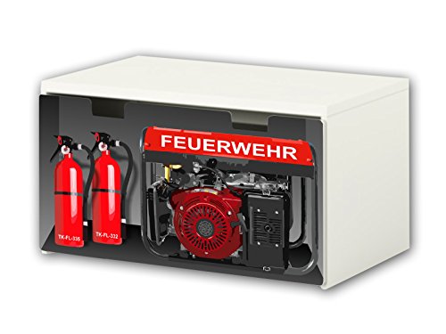 STIKKIPIX kompatibel für die Kinderzimmer Banktruhe STUVA von IKEA (90 x 50 cm) | Feuerwehr Möbelfolie | BT33 | Möbelaufkleber mit Feuerwehr-Motiv | Möbel Nicht Inklusive von Stikkipix