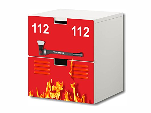 Stikkipix Feuerwehr Möbelsticker/Aufkleber - S2K02 - passend für die Kinderzimmer Kommode mit 2 Fächern/Schubladen STUVA von IKEA - Bestehend aus 2 passgenauen Möbelfolien (Möbel Nicht inklusive) von Stikkipix
