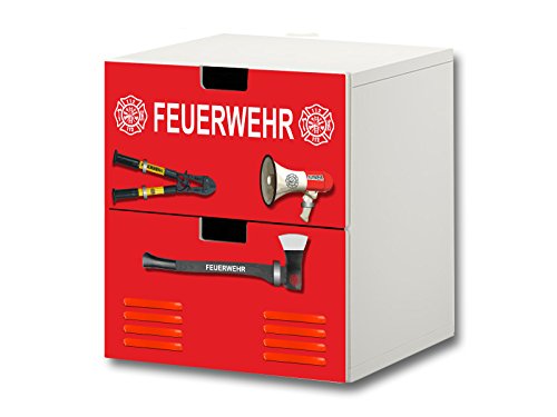 Stikkipix Feuerwehr Möbelsticker/Aufkleber - S2K20 - passend für die Kinderzimmer Kommode mit 2 Fächern/Schubladen STUVA von IKEA - Bestehend aus 2 passgenauen Möbelfolien (Möbel Nicht inklusive) von Stikkipix