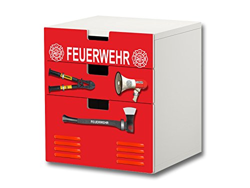 Stikkipix Feuerwehr Möbelsticker/Aufkleber - S3K20 - passend für die Kinderzimmer Kommode mit 3 Fächern/Schubladen STUVA von IKEA - Bestehend aus 3 passgenauen Möbelfolien (Möbel Nicht inklusive) von Stikkipix
