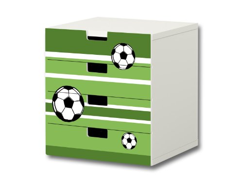 Stikkipix Fußball Möbelsticker/Aufkleber - S4K10 - passend für die Kinderzimmer Kommode mit 4 Fächern/Schubladen STUVA von IKEA - Bestehend aus 4 passgenauen Möbelfolien (Möbel Nicht inklusive) von Stikkipix