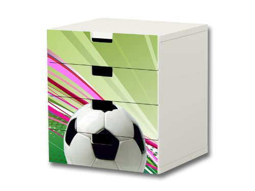 Stikkipix Fußball Möbelsticker/Aufkleber - S4K12 - passend für die Kinderzimmer Kommode mit 4 Fächern/Schubladen STUVA von IKEA - Bestehend aus 4 passgenauen Möbelfolien (Möbel Nicht inklusive) von Stikkipix