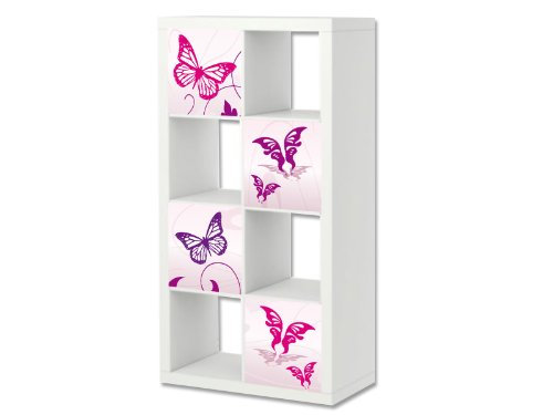 Stikkipix Pink Butterfly Möbelfolie | ER22 | Aufkleber-Set passend für das Regal EXPEDIT/KALLAX von IKEA (Möbel Nicht inklusive) von Stikkipix