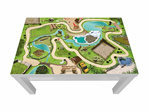 Tierpark/Zoo Möbelfolie/Aufkleber - LCK04 - passgenau für den Lack Couchtisch (90 x 55 cm) von IKEA - In wenigen Minuten zum einzigartigen Spieltisch für Kinder! (Möbel Nicht inklusive) von Stikkipix