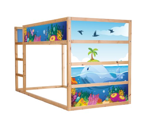 Stikkipix Unterwasserwelt Möbelfolie selbstklebend/Aufkleber - IM140 - passend für das Kinderzimmer Hochbett KURA von IKEA - Möbel Nicht Inklusive von Stikkipix
