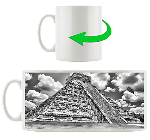 Stil.Zeit Möbel GmbH Monocrome, Maya Pyramide in Mexico, Motivtasse aus weißem Keramik 300ml, Tolle Geschenkidee zu jedem Anlass. Ihr Neuer Lieblingsbecher für Kaffe, Tee und Heißgetränke von Stil.Zeit