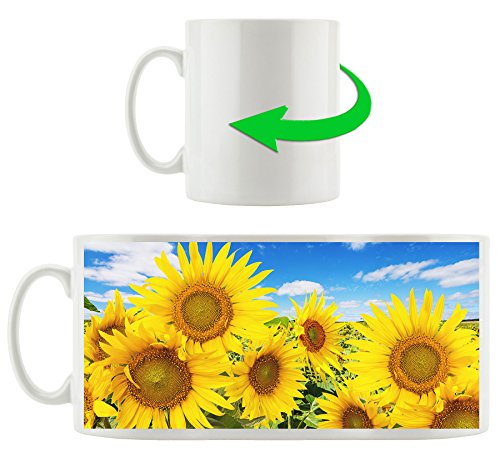 Stil.Zeit Möbel GmbH Sonnenblumen unter blauem Himmel, Motivtasse aus weißem Keramik 300ml, Tolle Geschenkidee zu jedem Anlass. Ihr Neuer Lieblingsbecher für Kaffe, Tee und Heißgetränke. von Stil.Zeit