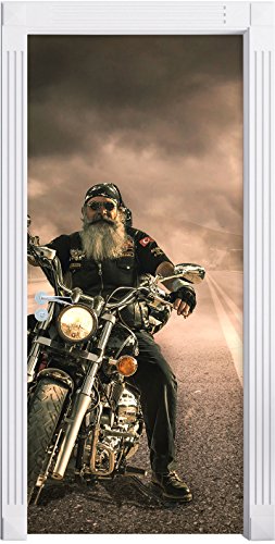 Stil.Zeit Möbel Biker im Nebel auf Highway USA als Türtapete, Format: 200x90cm, Türbild, Türaufkleber, Tür Deko, Türsticker von Stil.Zeit