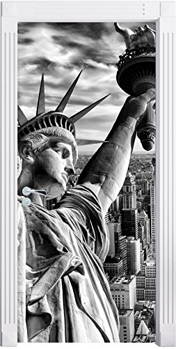 Stil.Zeit Möbel Monocrome, Gigantische Freiheitsstatue in New York als Türtapete, Format: 200x90cm, Türbild, Türaufkleber, Tür Deko, Türsticker von Stil.Zeit