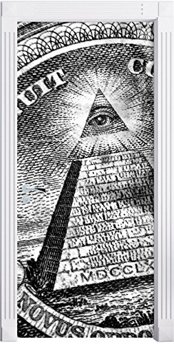 Stil.Zeit Möbel Monocrome, Illuminati Pyramide, Black and White als Türtapete, Format: 200x90cm, Türbild, Türaufkleber, Tür Deko, Türsticker von Stil.Zeit