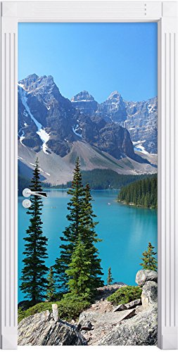 Stil.Zeit Möbel Moraine Lake kanadische Berge als Türtapete, Format: 200x90cm, Türbild, Türaufkleber, Tür Deko, Türsticker von Stil.Zeit