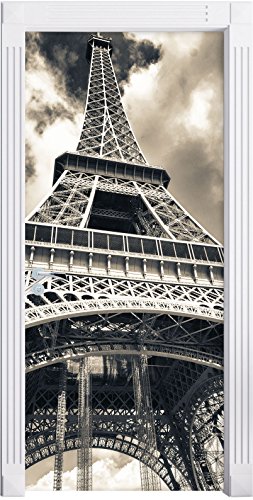 Stil.Zeit Möbel Prächtiger Eifelturm in Paris als Türtapete, Format: 200x90cm, Türbild, Türaufkleber, Tür Deko, Türsticker von Stil.Zeit