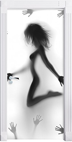 Stil.Zeit Möbel Schatten Einer Frau mit vielen Händen als Türtapete, Format: 200x90cm, Türbild, Türaufkleber, Tür Deko, Türsticker von Stil.Zeit