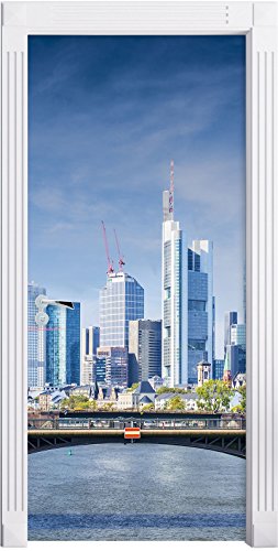 Stil.Zeit Möbel Skyline von Frankfurt am Main als Türtapete, Format: 200x90cm, Türbild, Türaufkleber, Tür Deko, Türsticker von Stil.Zeit